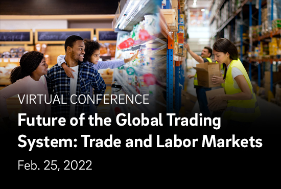 Graphic asset of the virtual conference: Future of the Global Trading System: Trade and Labor Markets